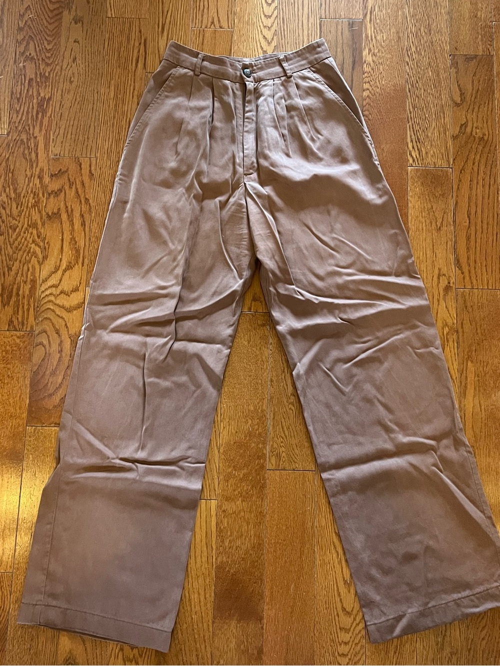 Reformation High-Waist Pleated Trousers in Brown